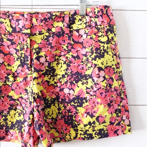 LOFT Pink Yellow Prism Floral Print Shorts - Picture 4 of 8